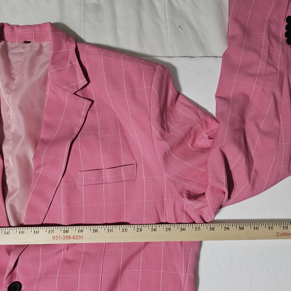 Mens‎ 5X Pink White Pin Stripe 2 Button Blazer - Picture 7 of 17